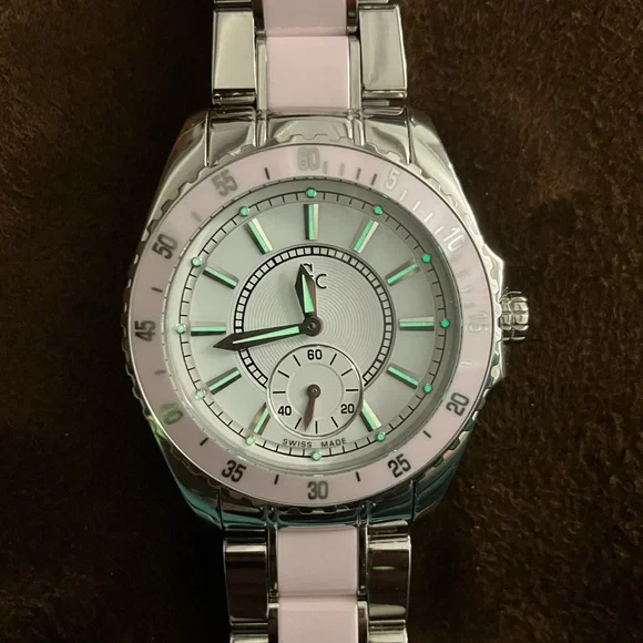 Guess Collection Luminous Pink and Silver Watch - Picture 3 of 3